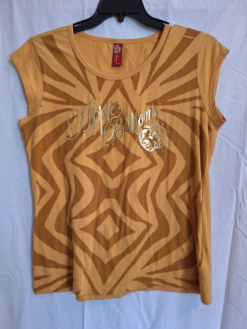 Apple Bottoms Women's Golden Zebra Print Cap Sleeve Top